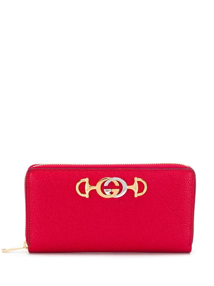 Gucci Zumi Grainy Leather Continental Wallet - Red