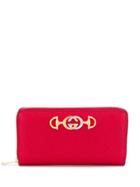 Gucci Zumi Grainy Leather Continental Wallet - Red