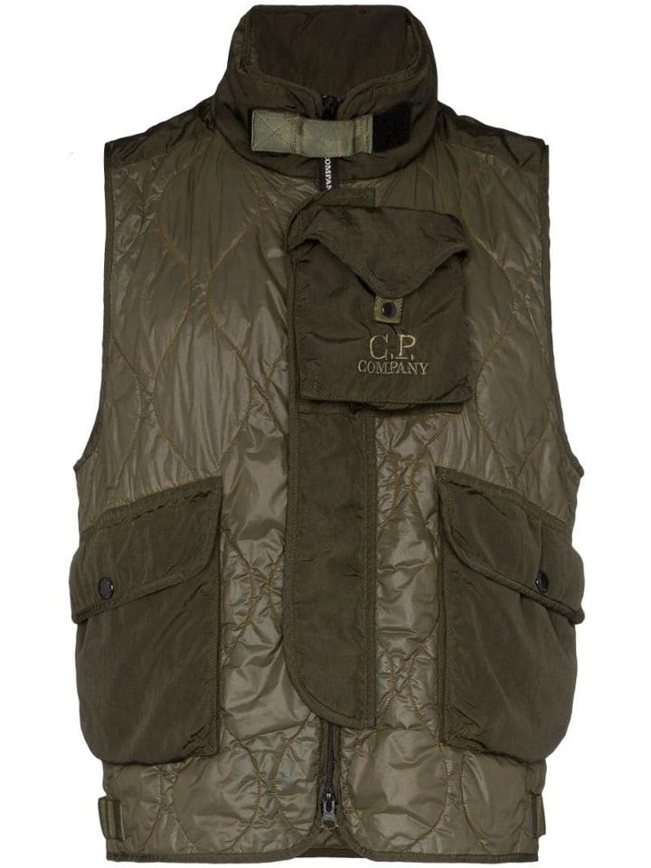 Cp Company Padded Multi-pocket Gilet - Green