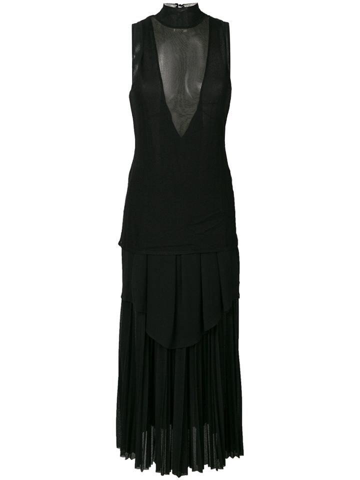 Proenza Schouler Sheer Panel Long Shift Dress - Black