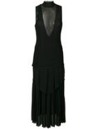 Proenza Schouler Sheer Panel Long Shift Dress - Black