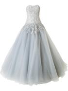 Marchesa Strapless Tulle Ball Gown - Grey