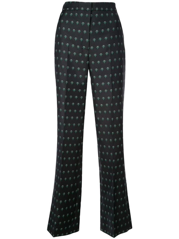 Alexa Chung Floral Print Straight Leg Trousers - Black