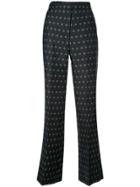 Alexa Chung Floral Print Straight Leg Trousers - Black