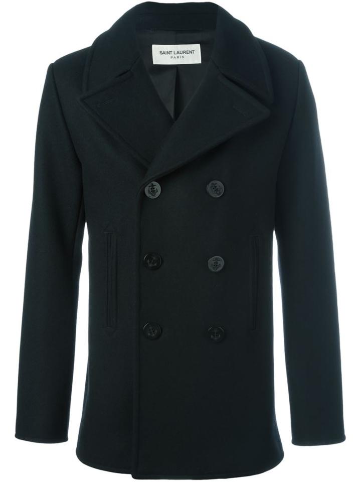 Saint Laurent Buttoned Short Peacoat