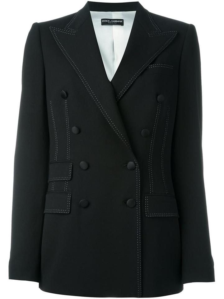 Dolce & Gabbana - Double Breasted Blazer - Women - Silk/polyamide/spandex/elastane/virgin Wool - 44, Black, Silk/polyamide/spandex/elastane/virgin Wool