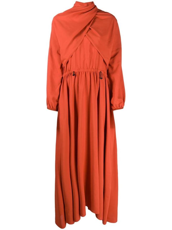 Kenzo Pleated Maxi Dress - Orange