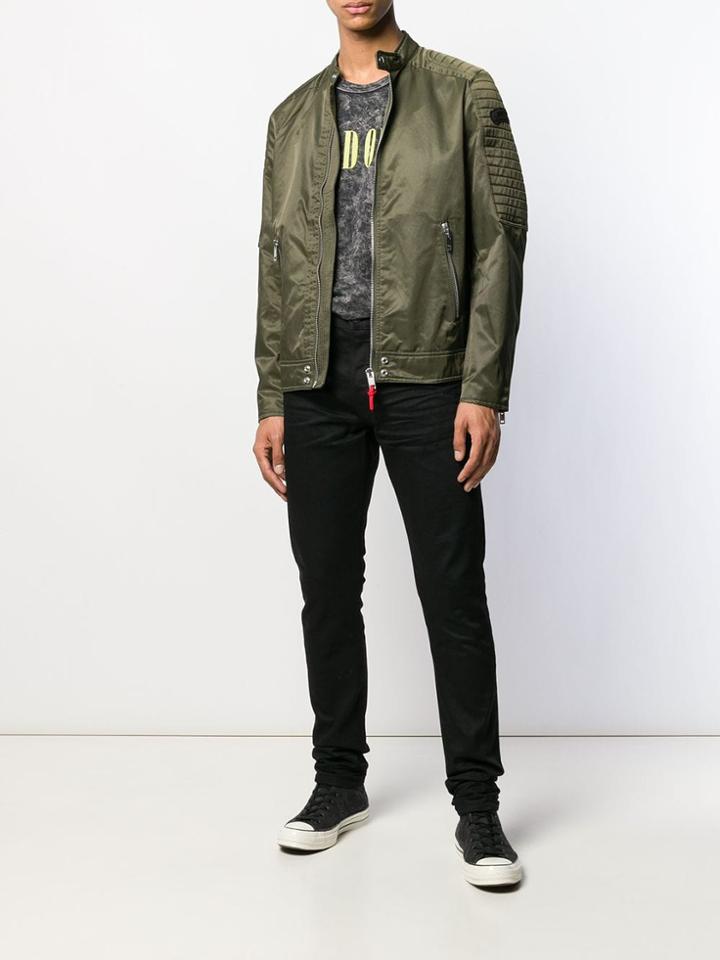 Diesel Fitted Biker Jacket - Green