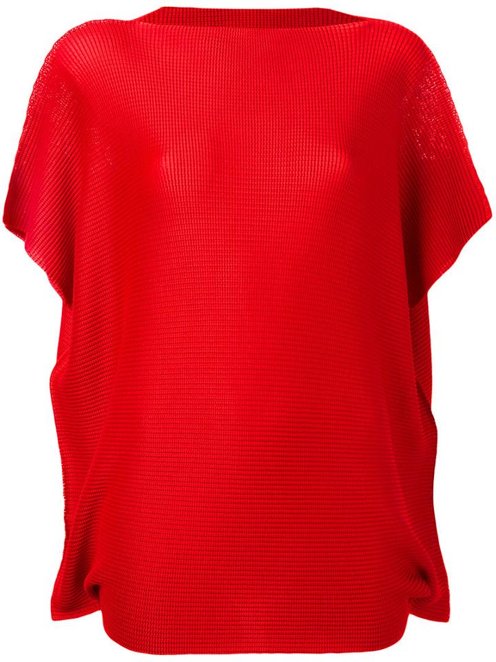 Issey Miyake Cauliflower Accordion Knit Top, Women's, Red, Polyester