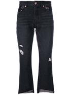 Sjyp Cropped Ripped Jeans - Black