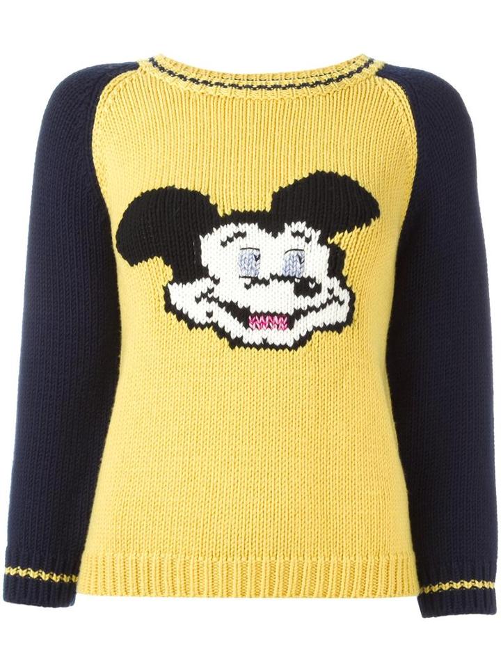 Dondup Mickey Intarsia Jumper, Women's, Size: Medium, Yellow/orange, Merino