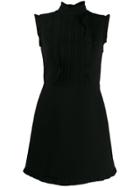 Miu Miu Frill Detail Mini Dress - Black