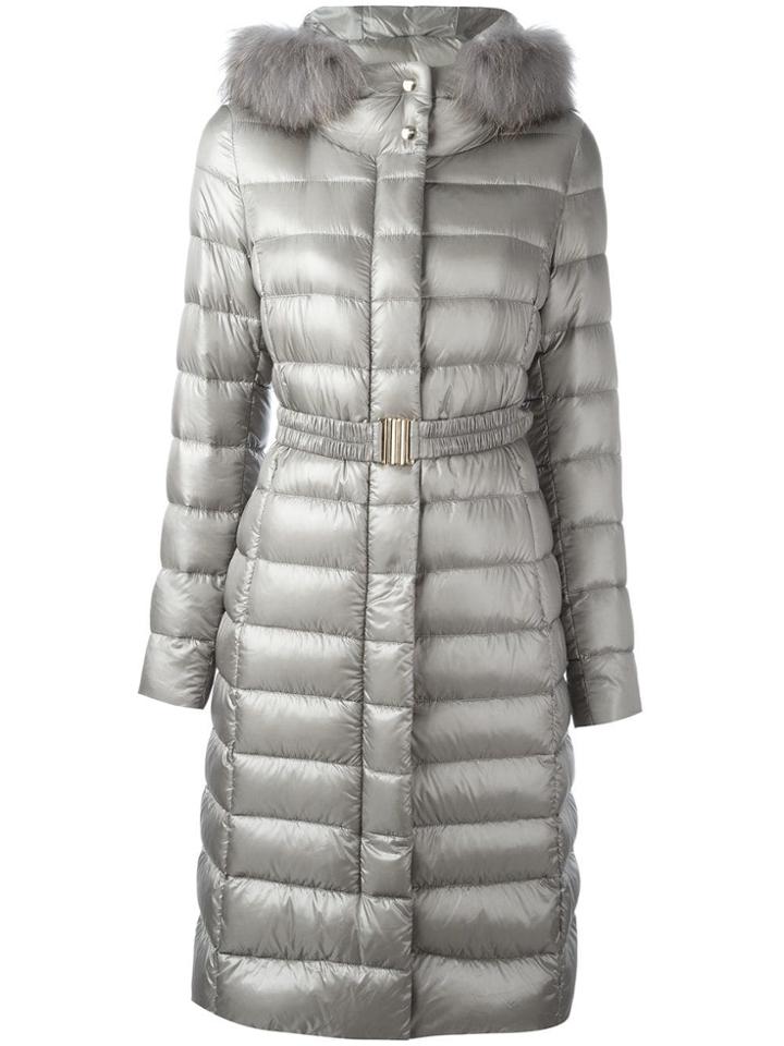 Herno 'ultralight' Fur Trim Coat - Grey