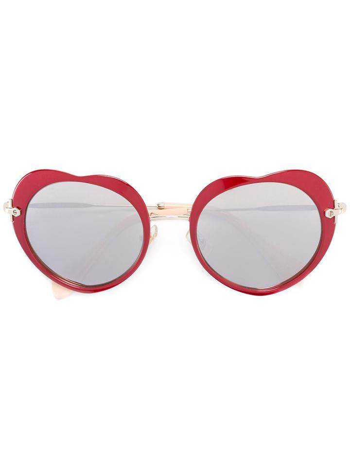 Miu Miu Eyewear Heart Shaped Sunglasses, Women's, Red, Metal/acetate