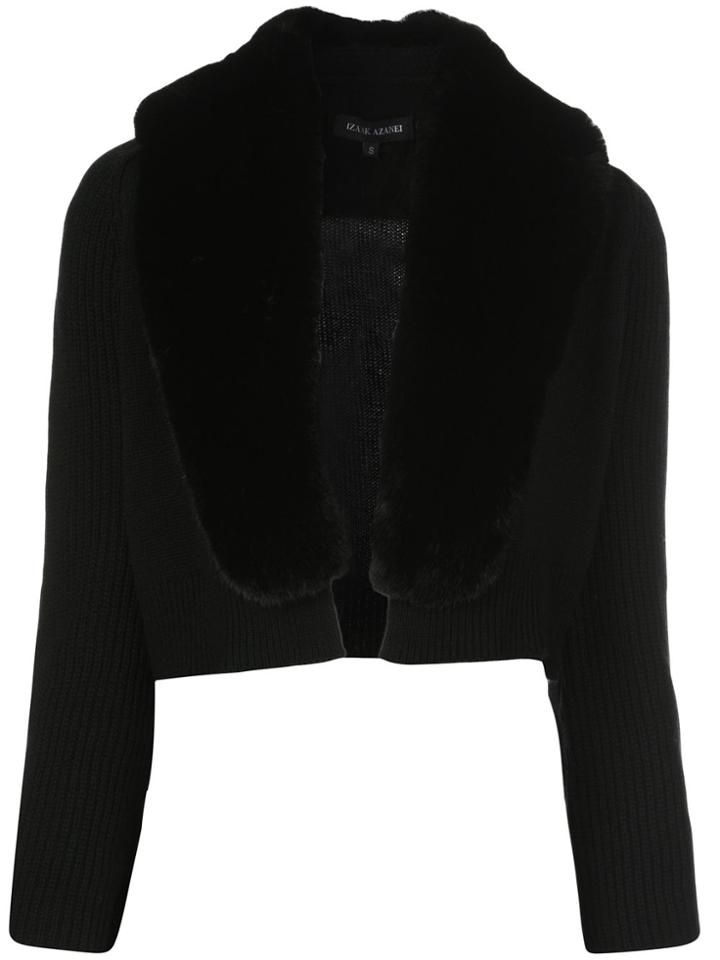 Izaak Azanei Trimmed Open Front Cardigan - Black