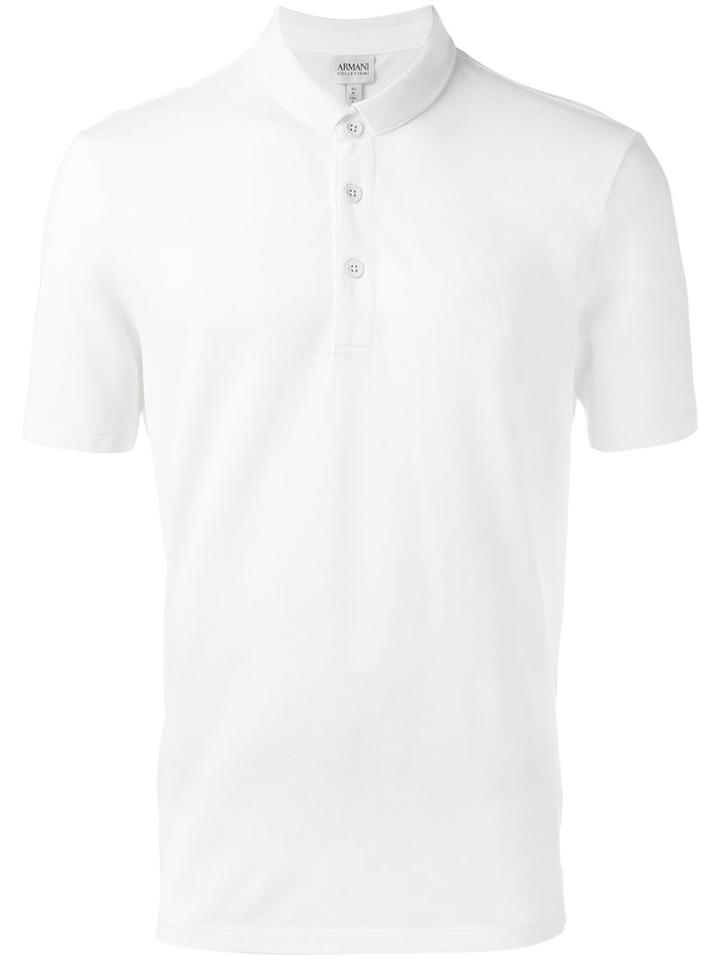 Armani Collezioni - Grandad Collar Polo Shirt - Men - Cotton - S, White, Cotton
