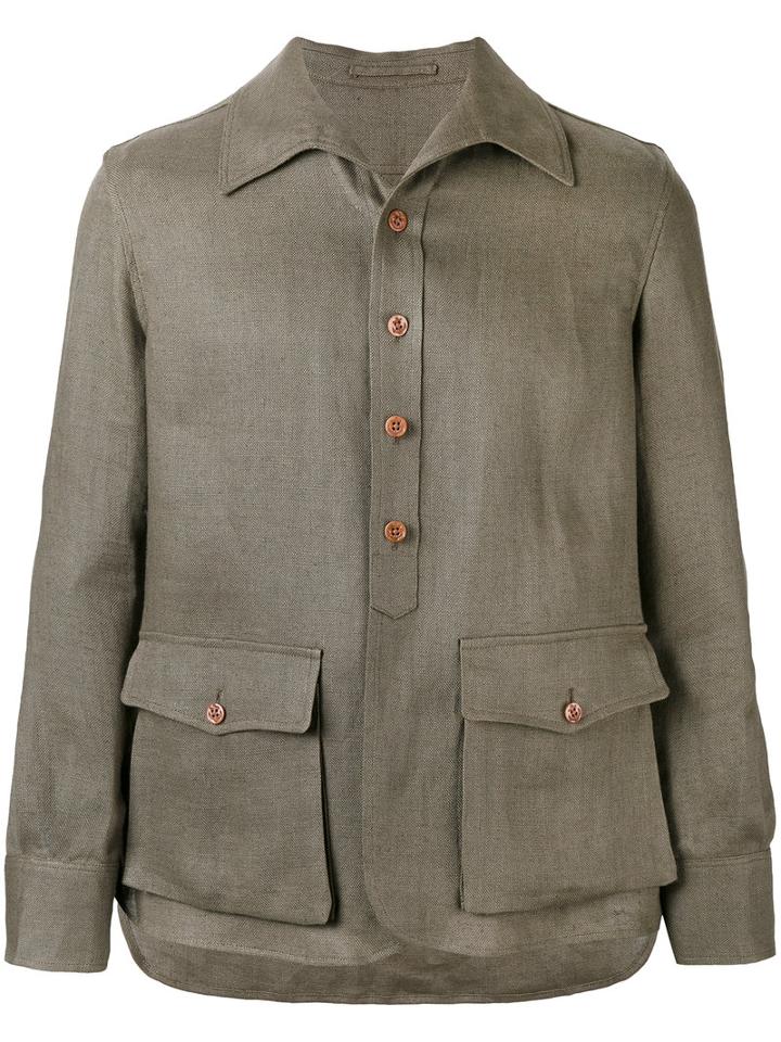 Lardini - Shirt Jacket - Men - Linen/flax - 48, Green, Linen/flax
