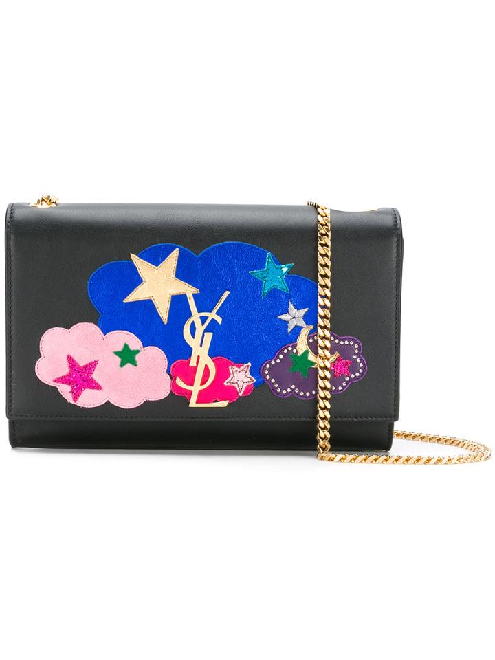 Saint Laurent Medium Kate Monogram Love Satchel, Women's, Black, Leather