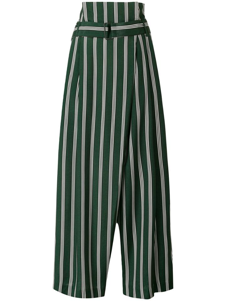 Enföld Striped Wide Leg Trousers - Green