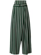 Enföld Striped Wide Leg Trousers - Green