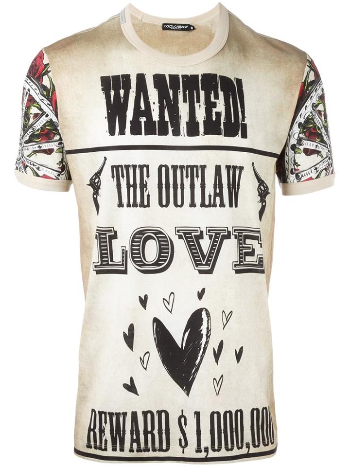 Dolce & Gabbana Western Poster Print T-shirt, Men's, Size: 50, Nude/neutrals, Cotton