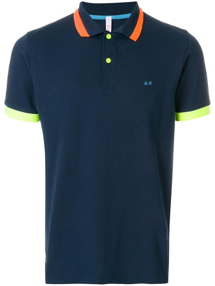 Sun 68 Contrast Sleeve Polo Shirt - Blue