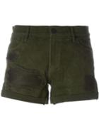 Rta Distressed Shorts, Women's, Size: 26, Green, Lamb Skin/cotton/polyester/spandex/elastane