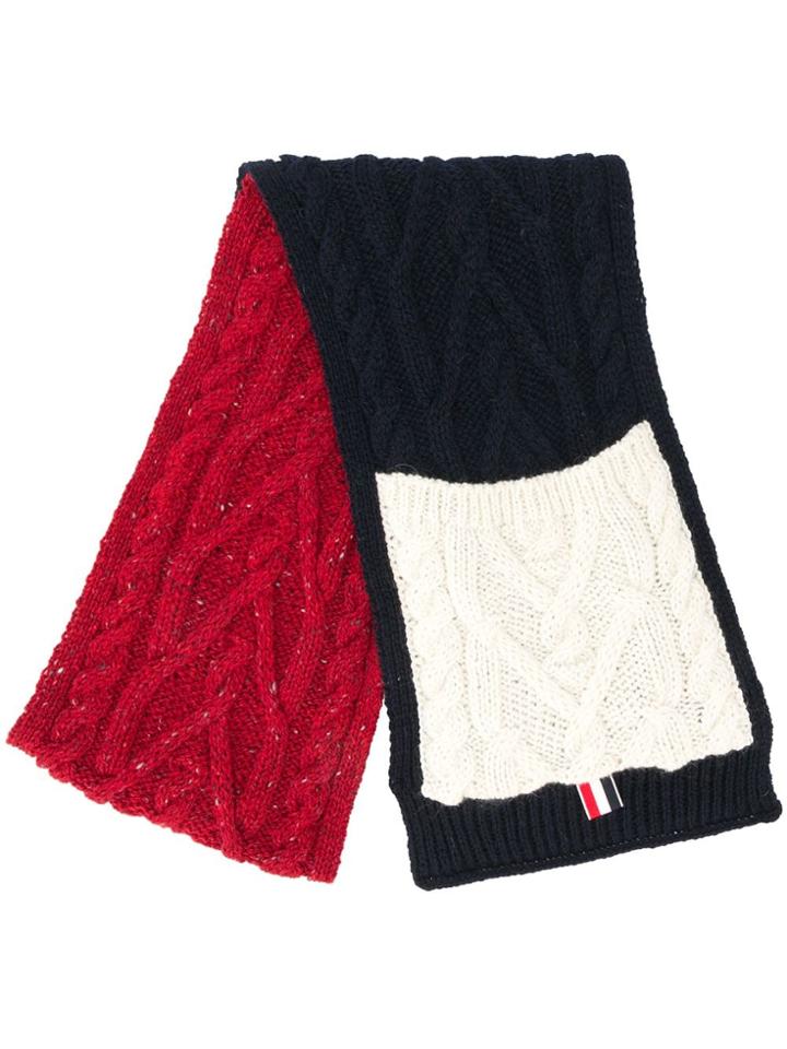 Thom Browne 4-bar Aran Cable Mohair Scarf - Blue