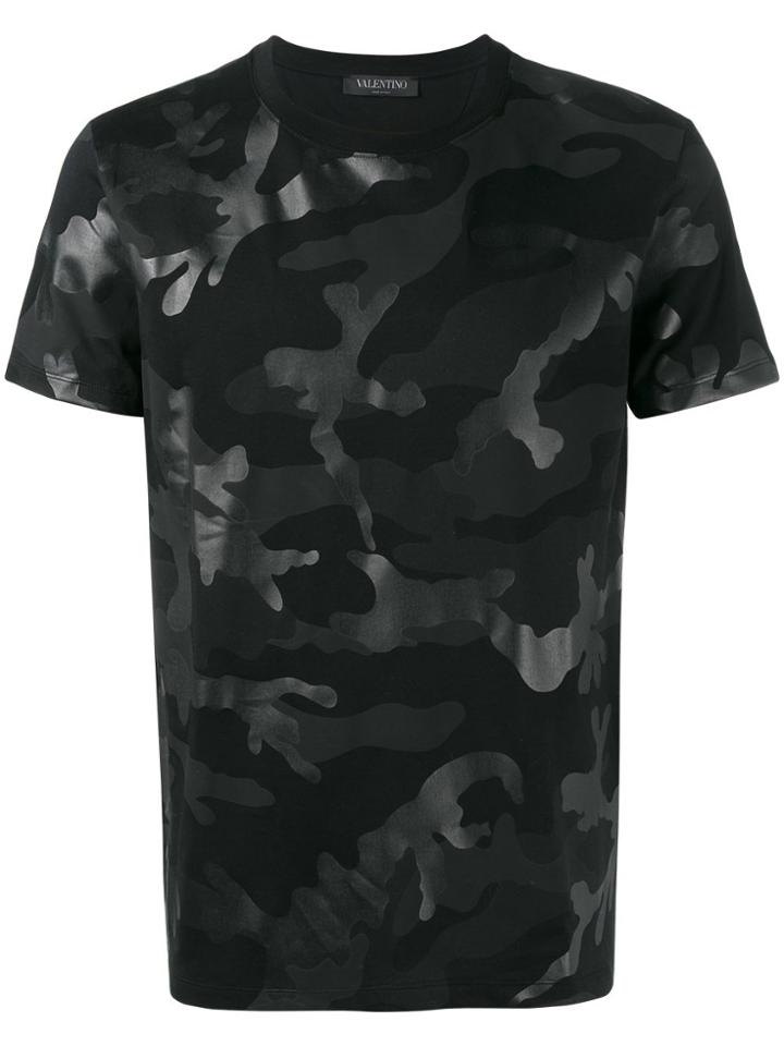 Valentino Camouflage Print T-shirt - Black