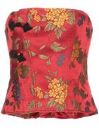 Marques'almeida Floral Brocade Corset Top - Red