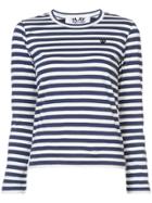 Comme Des Garçons Play Striped Heart Patch T-shirt - Blue