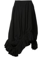 Marques'almeida Gathered Hem Asymmetric Skirt, Women's, Size: Small, Black, Polyamide