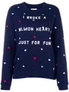 Zoe Karssen Heart Embroidery Sweatshirt, Women's, Size: Xs, Blue, Cotton/polyester