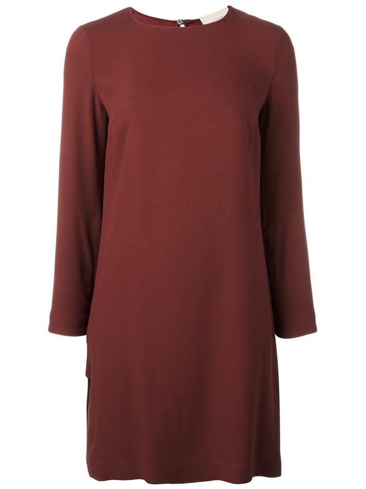 Erika Cavallini Boat Neck Shift Dress, Women's, Size: 42, Red, Acetate/viscose