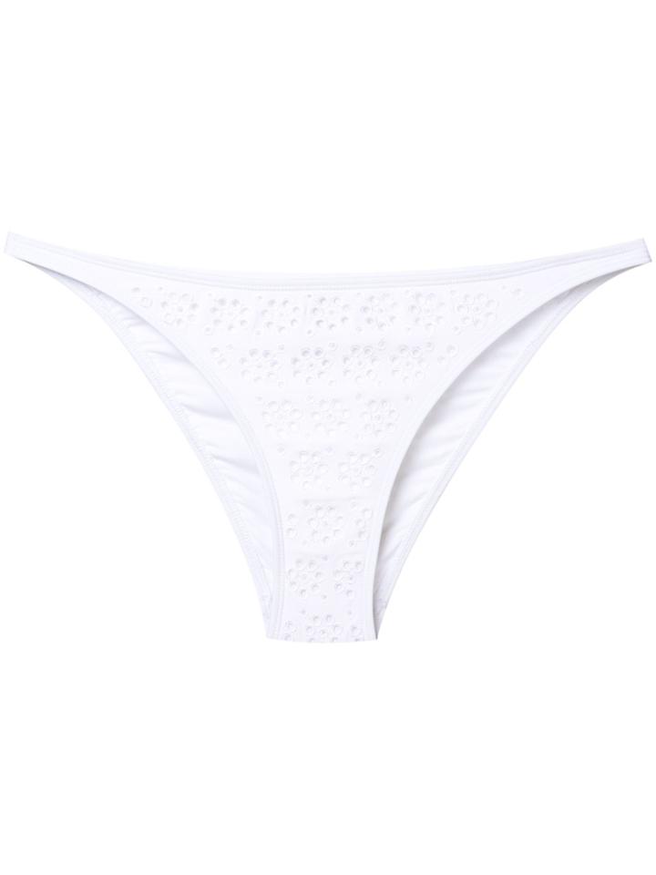 Tory Burch Broderie Hipster Bikini Bottoms - White
