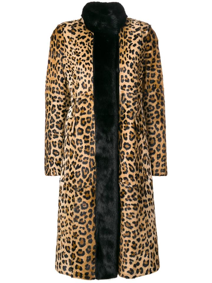 Simonetta Ravizza Leopard Print Fur Coat - Brown