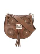 Furla Fringed Detail Satchel, Women's, Brown, Calf Leather
