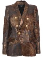 Balmain Double Breasted Fitted Jacket - Brown