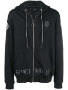 Frankie Morello Graphic Print Zipped Hoodie - Black