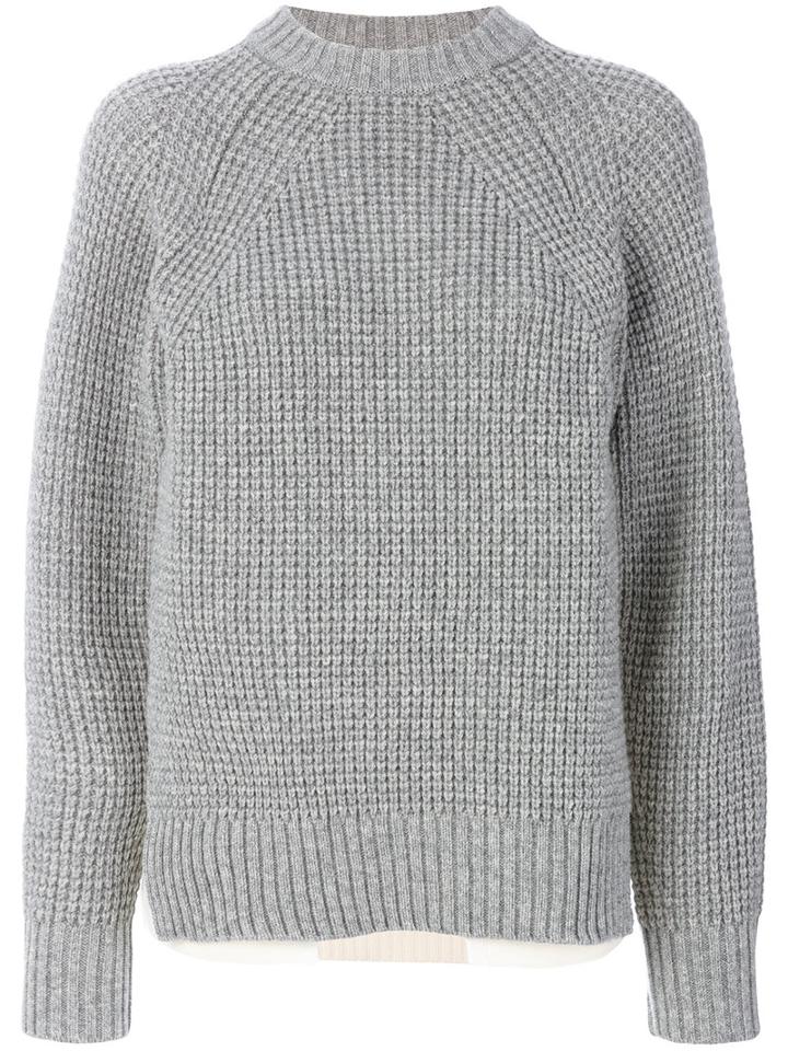 Sacai - Contrast Back Panel Sweater - Women - Wool - 2, Grey, Wool