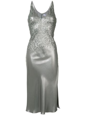 Narciso Rodriguez - V-neck Midi Dress - Women - Silk - 38, Grey, Silk