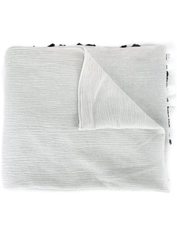 Claudio Cutuli Embroidered Lace Hem Scarf