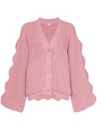 Stella Mccartney Knitted Button Down Scalloped Detail Cardigan - Pink