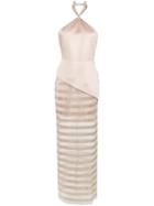 Gloria Coelho Sheer Panels Gown - Neutrals