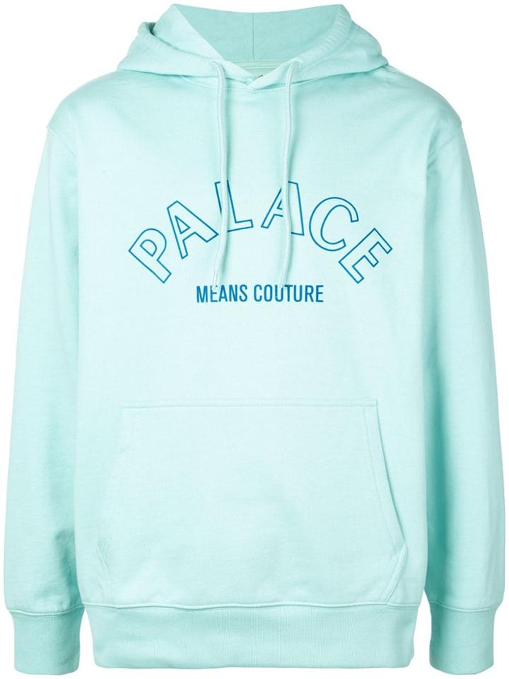 Palace Logo Print Hoddie - Blue