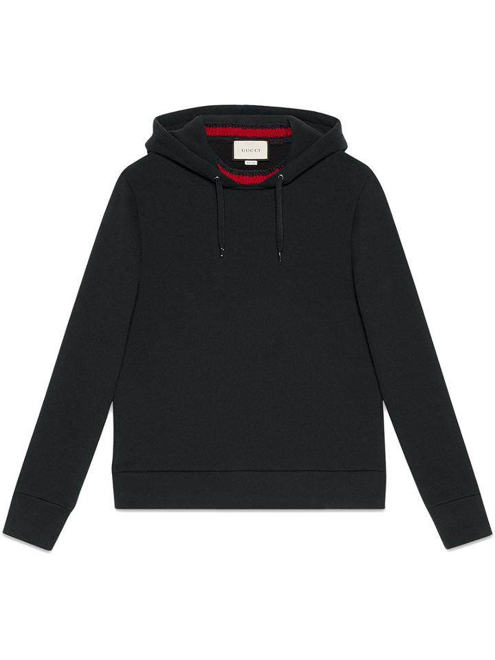 Gucci - Hooded Sweatshirt With Web - Men - Cotton - Xs, Black, Cotton