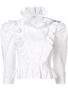Isa Arfen Ruffle Front Blouse - White