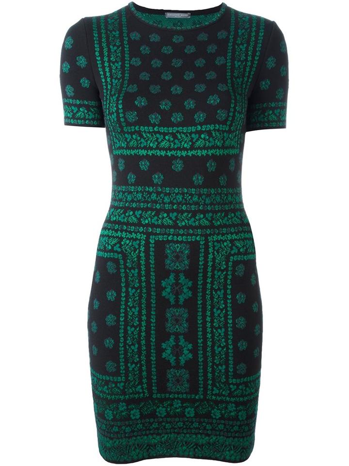 Alexander Mcqueen Knitted Cross Stitch Mini Dress