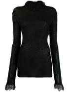 Philosophy Di Lorenzo Serafini Lace-trimmed Knitted Top - Black