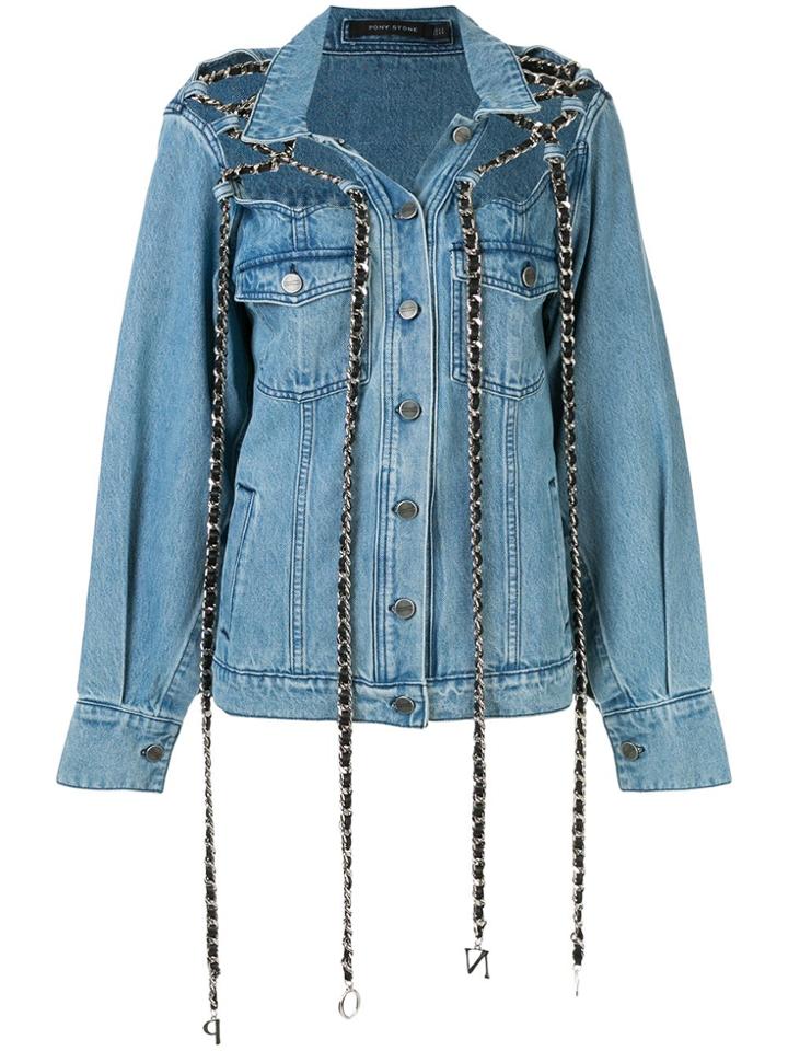 Pony Stone Jaxson Chain Denim Jacket - Blue